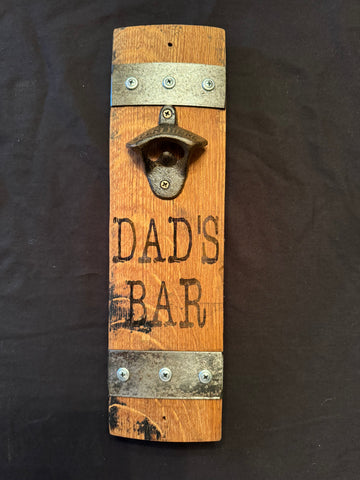 Father's Day Barrel Stave Bottle Opener with Bands