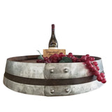 Wine Barrel Top Lazy Susan with Double Metal Ring